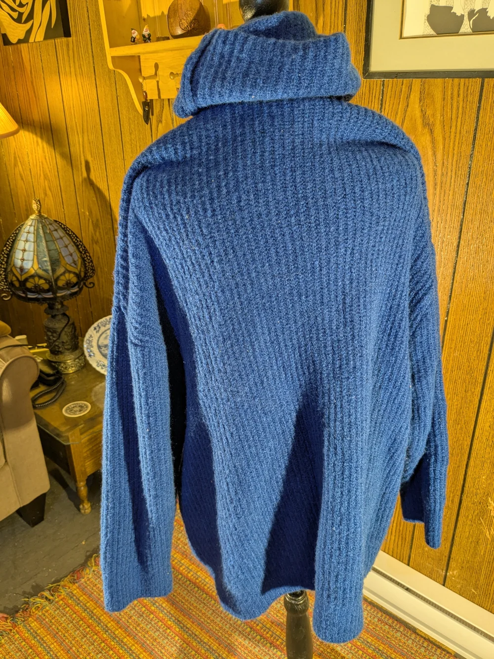 Zara Knit Cozy Royal Blue Ribbed Turtleneck Sweater - Picture 2 of 3